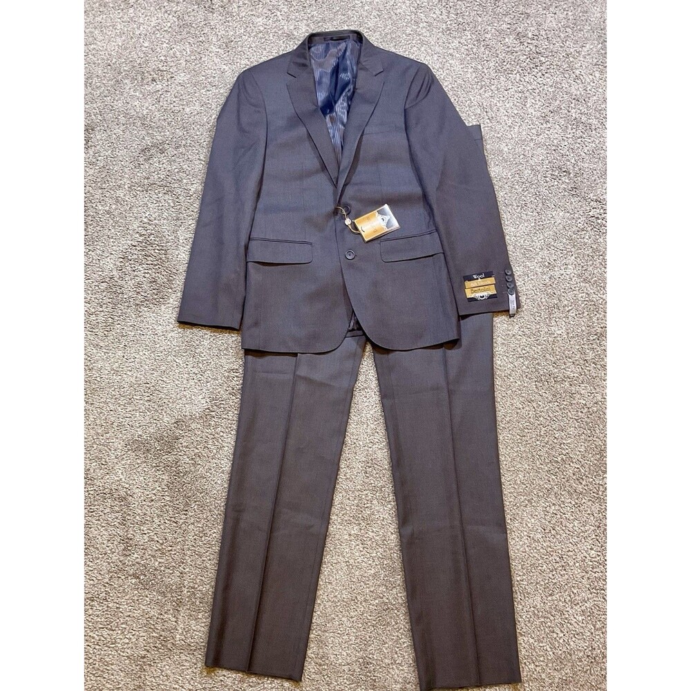 Bertolini 2pc‎ Suit Jacket Size 38R Pants 46/40 Sport Coat Blazer Wool Silk Gray